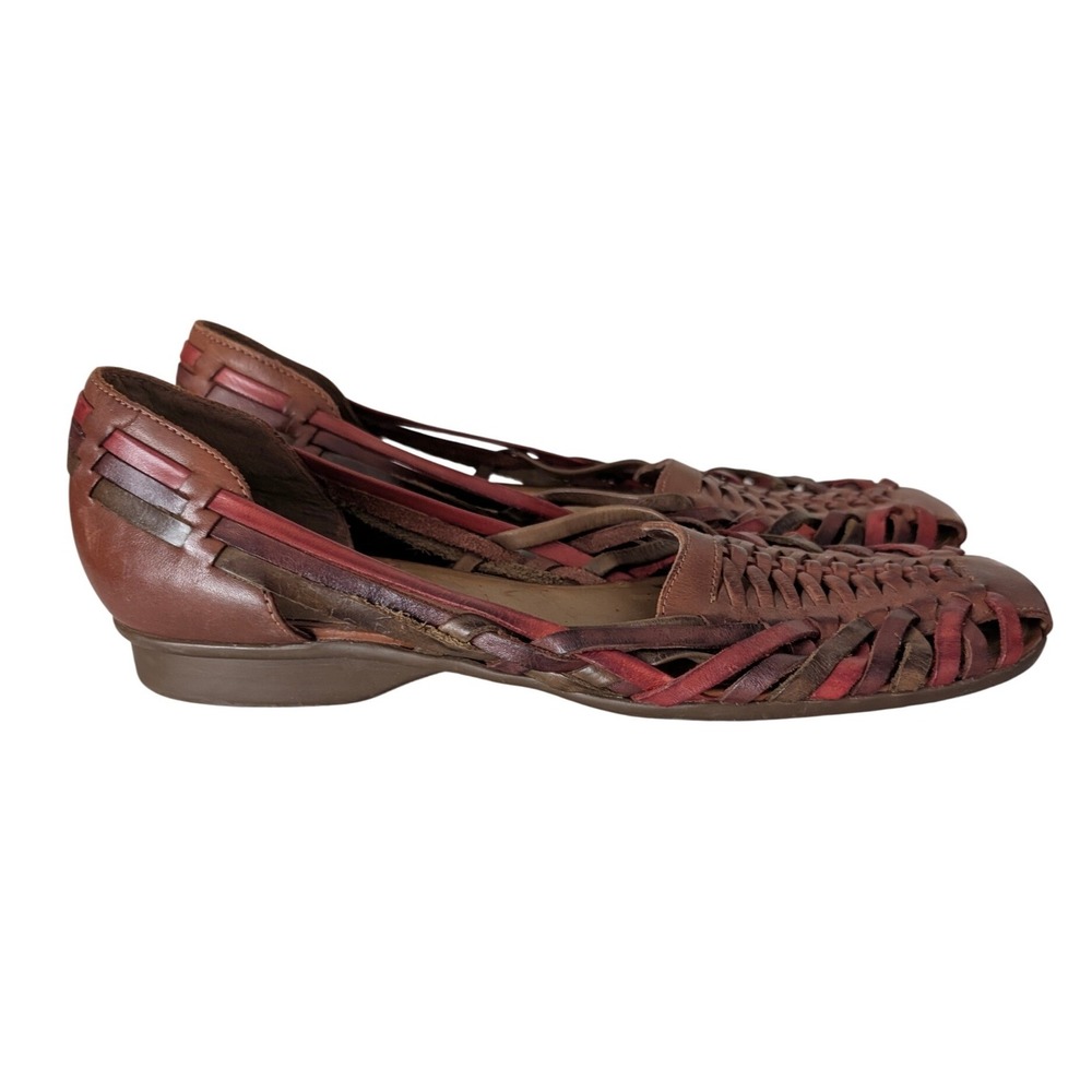 Naturalizer Brown and Red Woven Leather Sandals